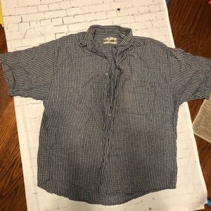 Mens shirt Prides Landing Plaid Shirt 2X short sleeve button down blue